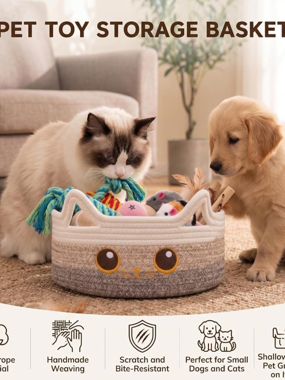 Small Cotton Rope Storage Basket - Picture 8 of 9